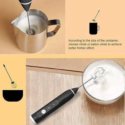 Electric Milk Frother with Dual Whisks